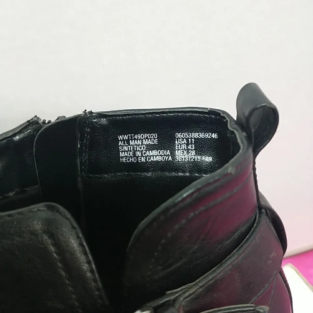 Time and True Womans SZ 11 W Ankle Boots Memory Foam Black Side Zip .